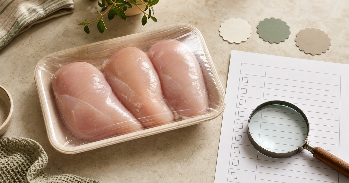 Animal welfare certifications on chicken editorial image