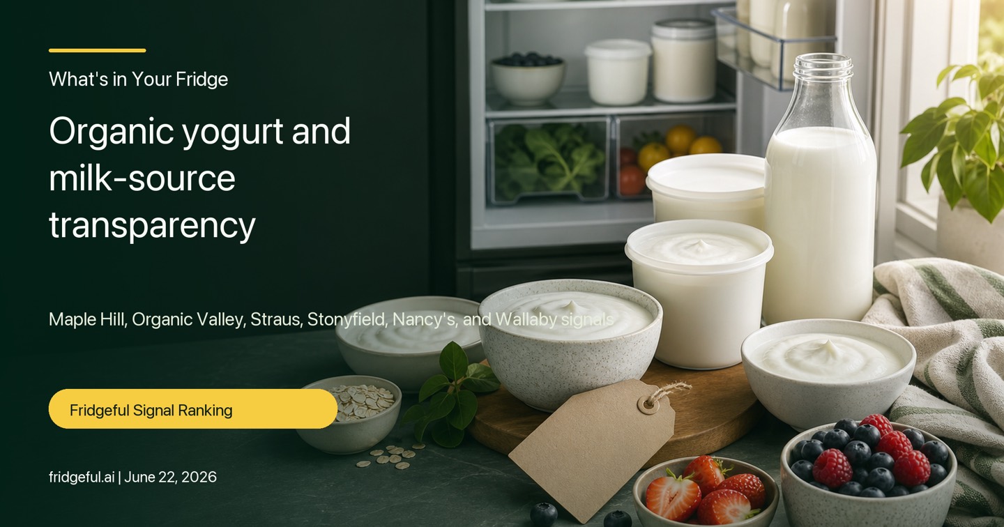 Organic yogurt and milk-source transparency editorial image